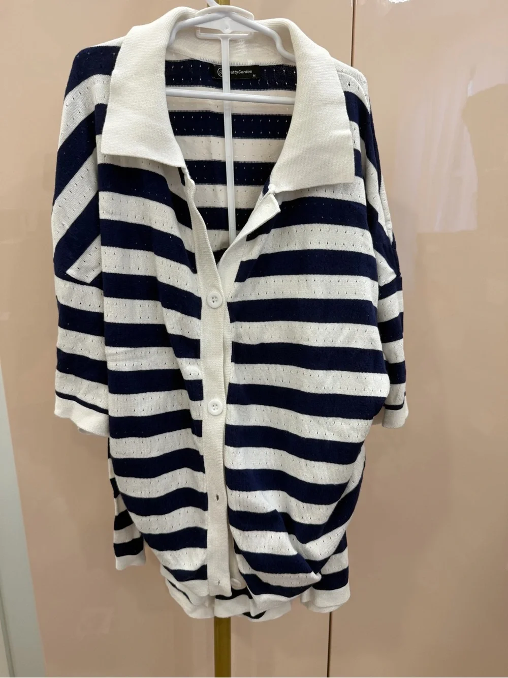 Women’s Navy and White Striped Matching Short Set